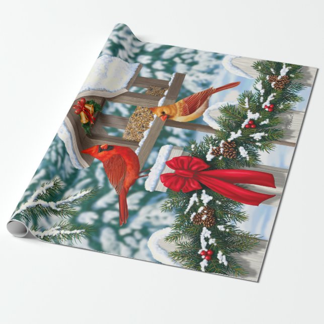 Papier Cadeau Fête de Noël des cardinaux (Déroulé)