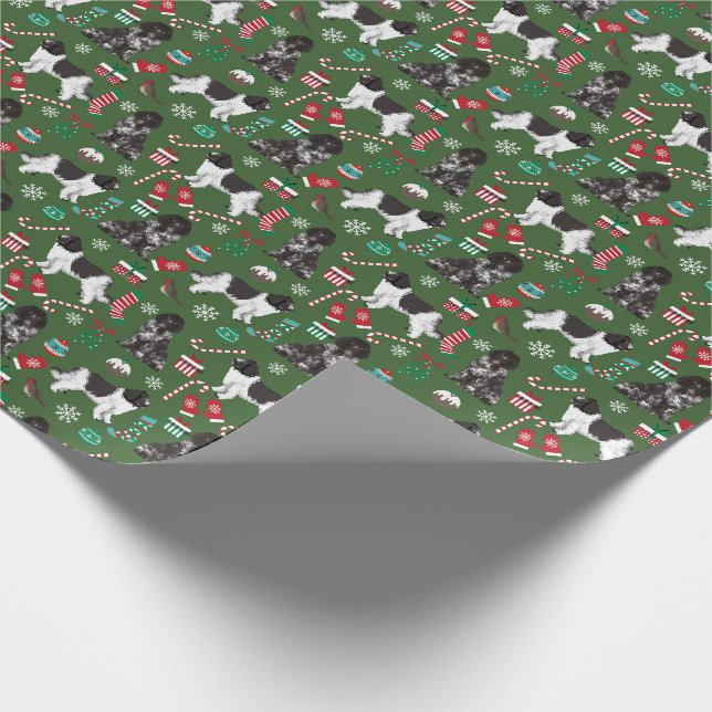 Papier Cadeau Fête de Noël des chiens de Terre-Neuve (Coin)