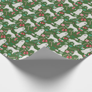 Papier Cadeau Fête de Noël des chiens des grandes Pyrénées