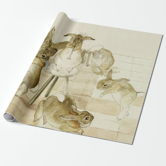 Papier Cadeau Fête de Noël des lapins par Beatrix Potter (Déroulé)
