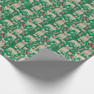 Papier Cadeau Fête de Noël du chien de taureau français