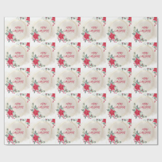 Papier Cadeau Fête de Noël Florale Élégante avec Renne