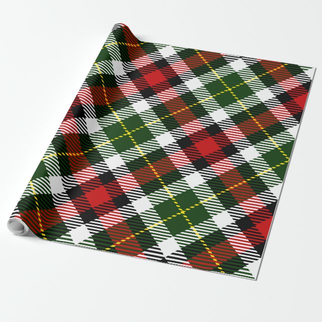 Papier Cadeau Fête de Noël Plaid Red Green Black Festive (Déroulé)