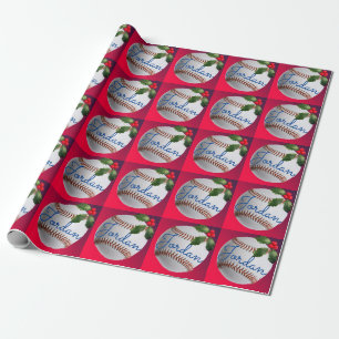 Papier Cadeau Fête de Noël sportive de baseball