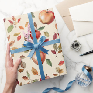 Papier Cadeau Fête de pendaison de crémaillère Pommes & Feuilles
