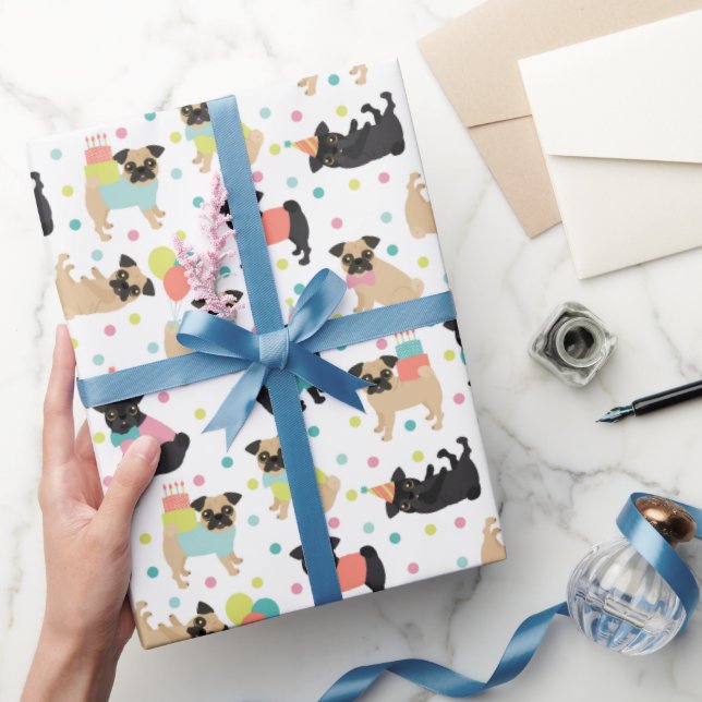 Papier Cadeau Fête de Pug Birthday (Cadeaux)