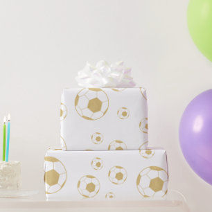 Papier Cadeau Fête de soccer Enfants Gold Anniversaire