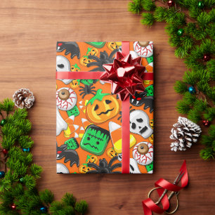 Papier Cadeau Fête des Candies Éffrayantes d'Halloween