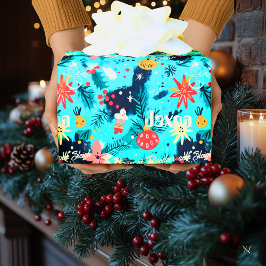 Papier Cadeau Fête des enfants personnalisés avec des flocons de