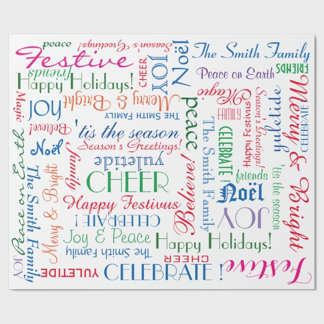 Papier Cadeau Fête des fêtes ! NOM du client cool (Plat)