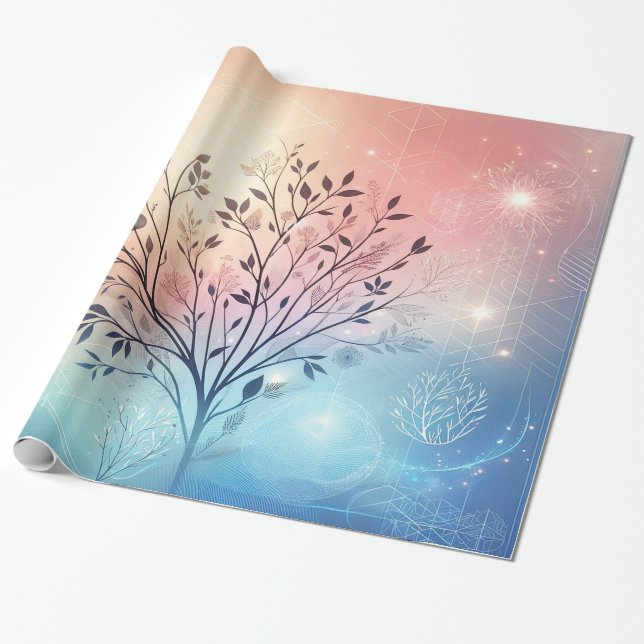 Papier Cadeau Fête des mariées Arbre Mariage moderne (Déroulé)