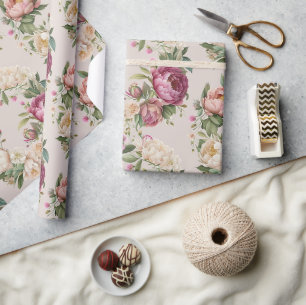 Papier Cadeau Fête des mariées de couronne de tourbe rose