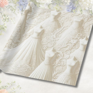 Papier Cadeau Fête des mariées Mariage Robe Blanc Lace Lumières