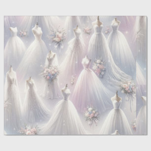 Papier Cadeau Fête des mariées Mariage Robe Pastel Parties scint