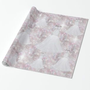 Papier Cadeau Fête des mariées Mariage Robe Pastel Parties scint