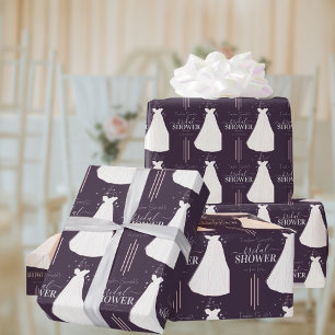 Papier Cadeau Fête des mariées minimaliste violet personnalisée