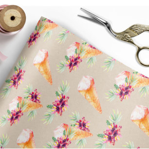 Papier Cadeau Fête des mariées ou papier d'enveloppement floral 