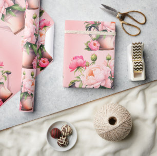 Papier Cadeau Fête des mariées Peonies roses