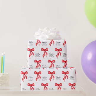 Papier Cadeau Fête des mariées personnalisée Red Bow