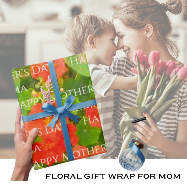 Papier Cadeau Fête des Mères Aquarelle Florale (Floral Gift Wrap For Mother's Day (You can personalize this wrapping paper).)