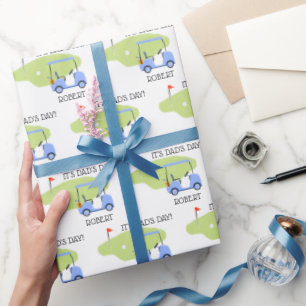 Papier Cadeau Fête des pères à thème de golf personnalisée