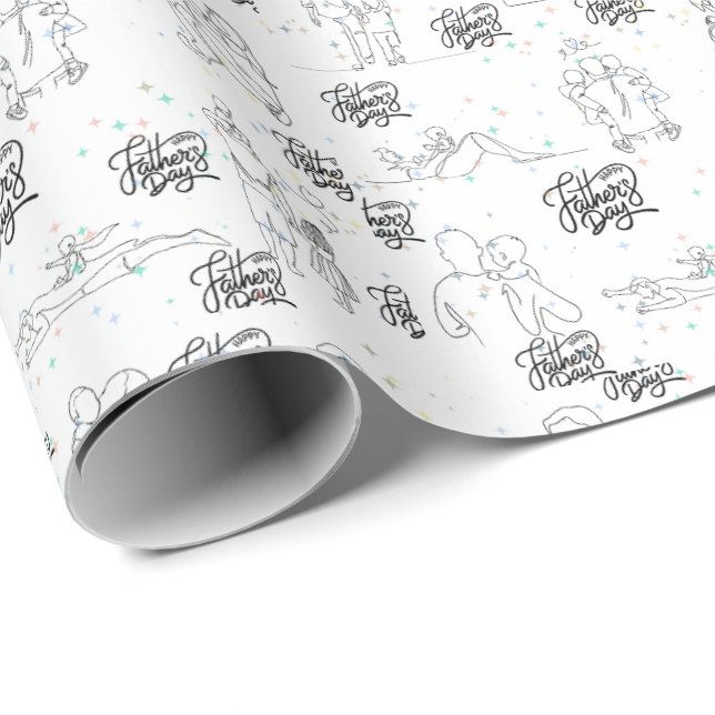 Papier Cadeau Fête des pères d'art adorable (Coin rond)