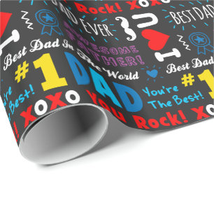 Papier Cadeau Fête des pères Meilleur papa dit