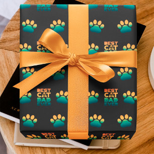 Papier Cadeau Fête des pères photo Retro Sunset Meilleur Chat Pa