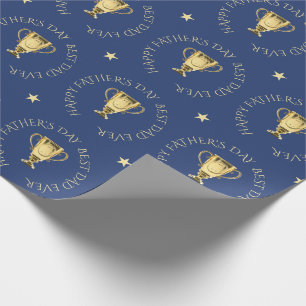 Papier Cadeau Fête des pères trophée texte personnalisé marine