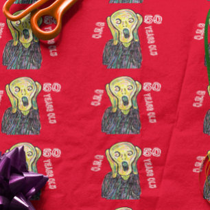 Papier Cadeau Fête du 50e anniversaire drôle The Scream OMG Wrap