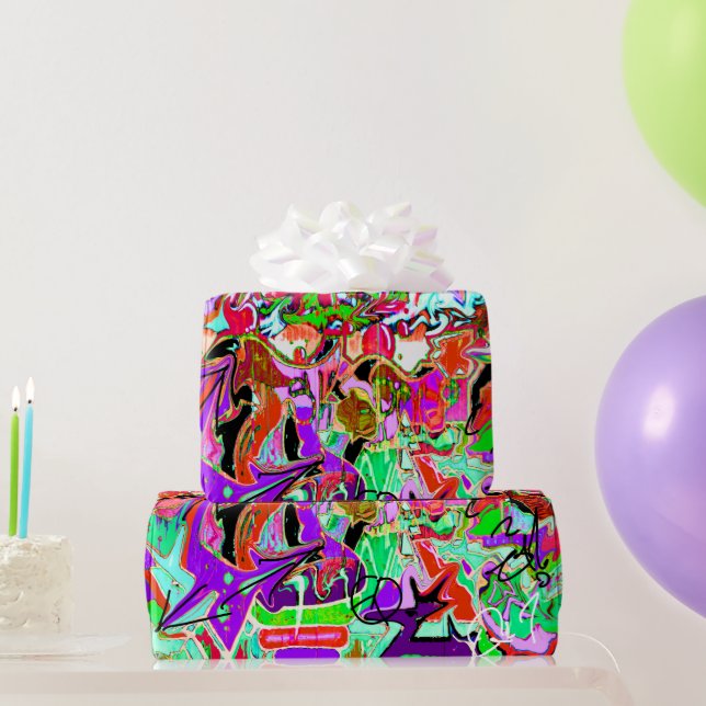 Papier Cadeau Fête du graffiti urbain branché (Cadeaux de fête)