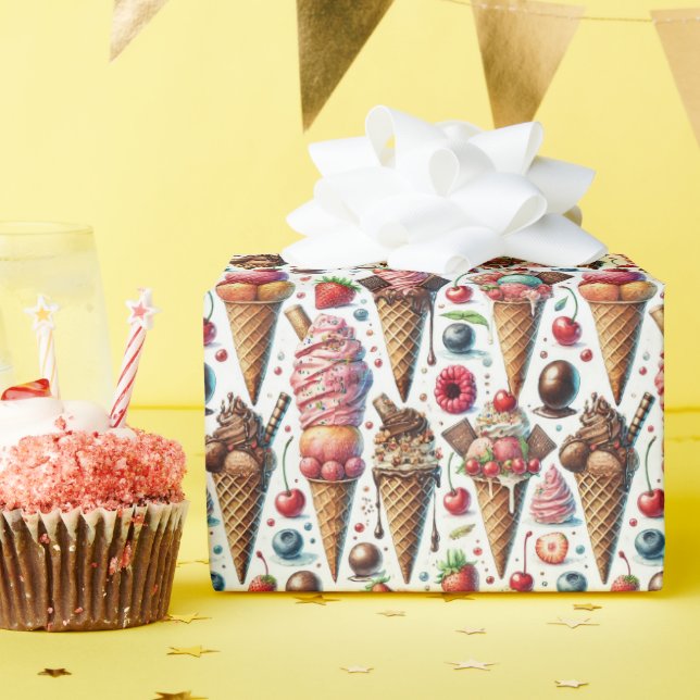 Papier Cadeau Fête du Parlateur de crème glacée (Fête d'anniversaire)