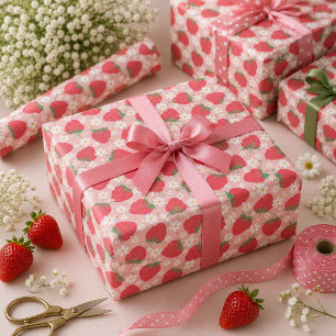Papier Cadeau Fête du premier anniversaire de Berry Sweet Strawb