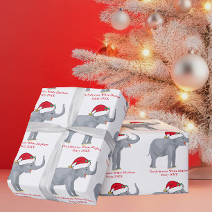 Papier Cadeau Fête Eléphante Blanche mignonne Noël personnali