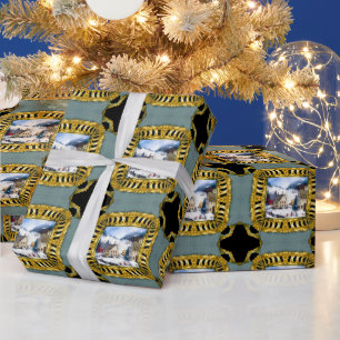 Papier Cadeau Fête joyeuse Scène de neige Noël