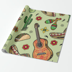 Papier Cadeau Fête mexicaine colorée vintage sans couture motif 