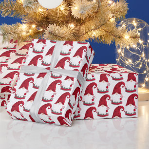 Papier Cadeau fête Noël carrelé gnome