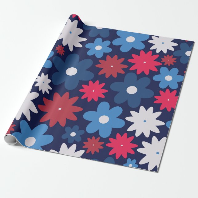 Papier Cadeau Fête patriotique Florale (Déroulé)