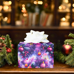 Papier Cadeau Fête personnalisée des ornements violets et roses
