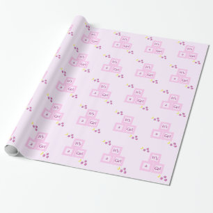 Papier Cadeau Fête Prénatale Blocs Roses et Étoiles