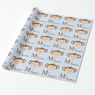 Papier Cadeau Fête prénatale pour bébé singe sucré