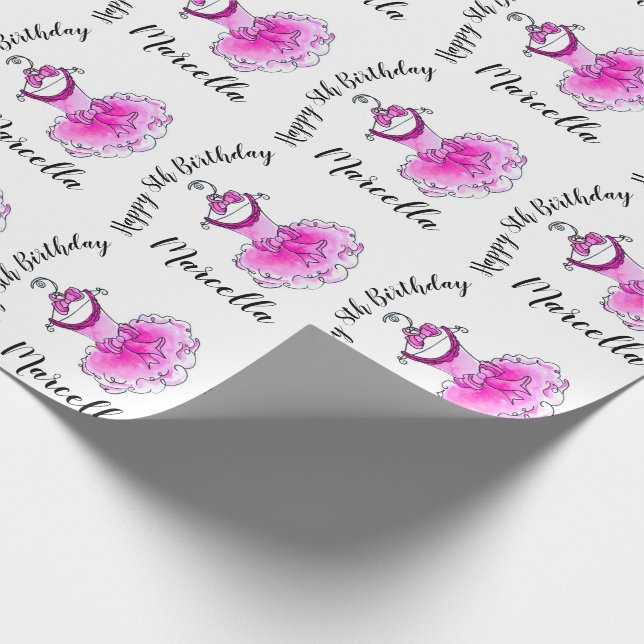 Papier Cadeau Fête rosée habillée d'art encastré fillettes 8 ans (Coin)