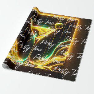 Papier Cadeau Fête tendance Heure Neon Personnalisé