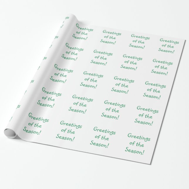 Papier Cadeau Fête Vert Font Salutations De La Saison (Déroulé)