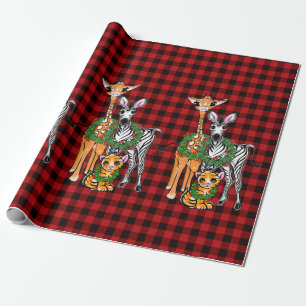 Papier Cadeau Fête Zèbre, Giraffe, Tigre