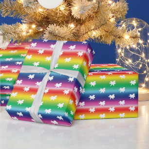 Papier Cadeau Fêtes de Noël arc-en-ciel motif
