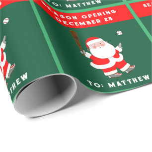 Papier Cadeau Fêtes de Noël de baseball amusantes