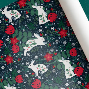 Papier Cadeau Fêtes de Noël de lapin Folk