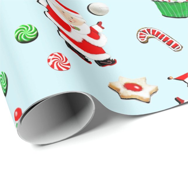 Papier Cadeau Fêtes de Noël de volley-ball (Coin rond)