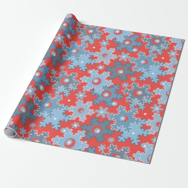 Papier Cadeau Fêtes de Noël Fête hiver Flamme de neige brillant (Déroulé)